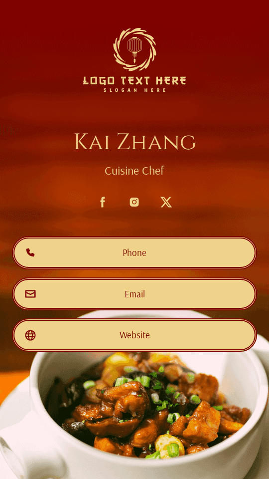 Chinese Food Chef Digital Business Card