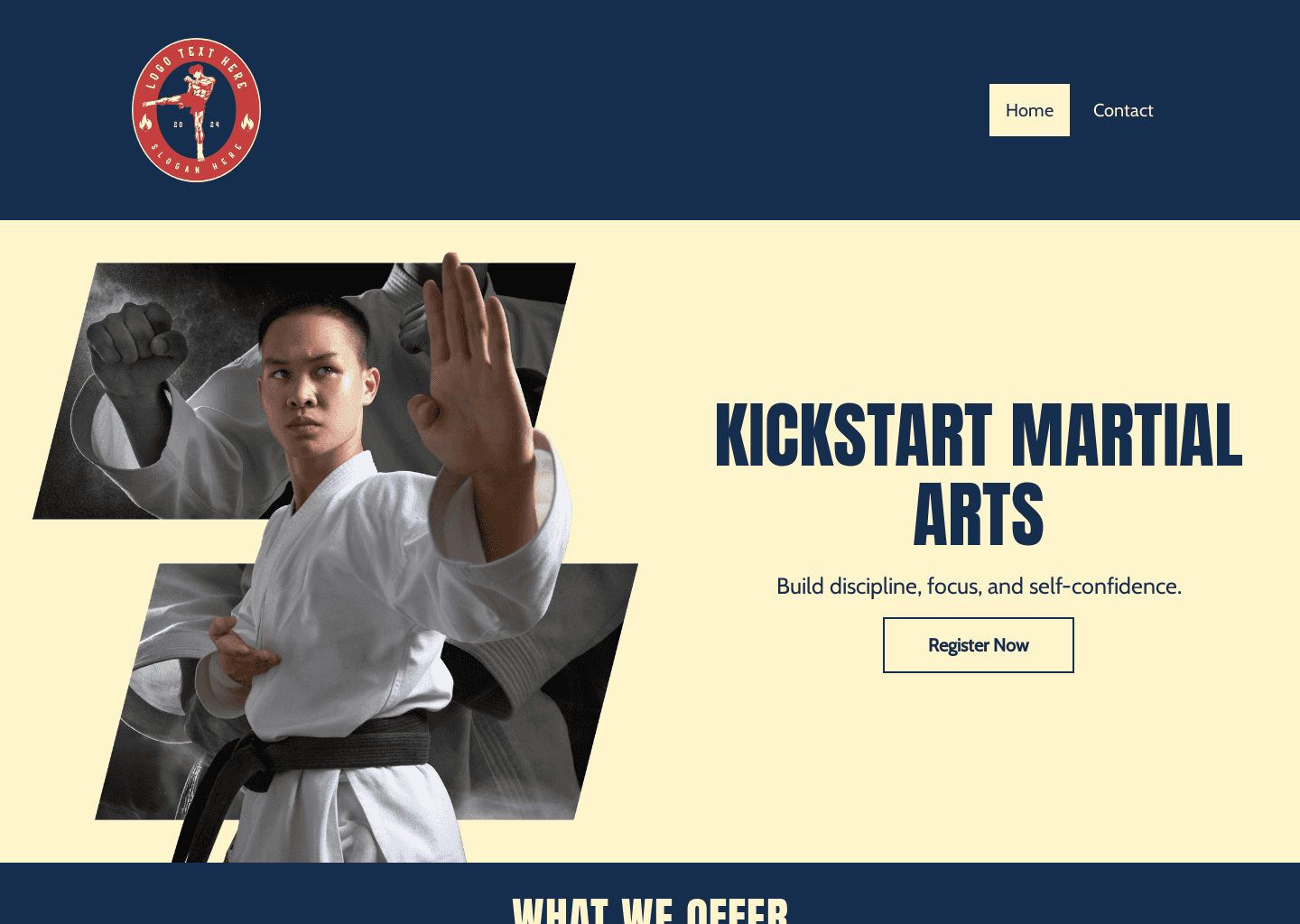 Martial Arts Class Website Preview