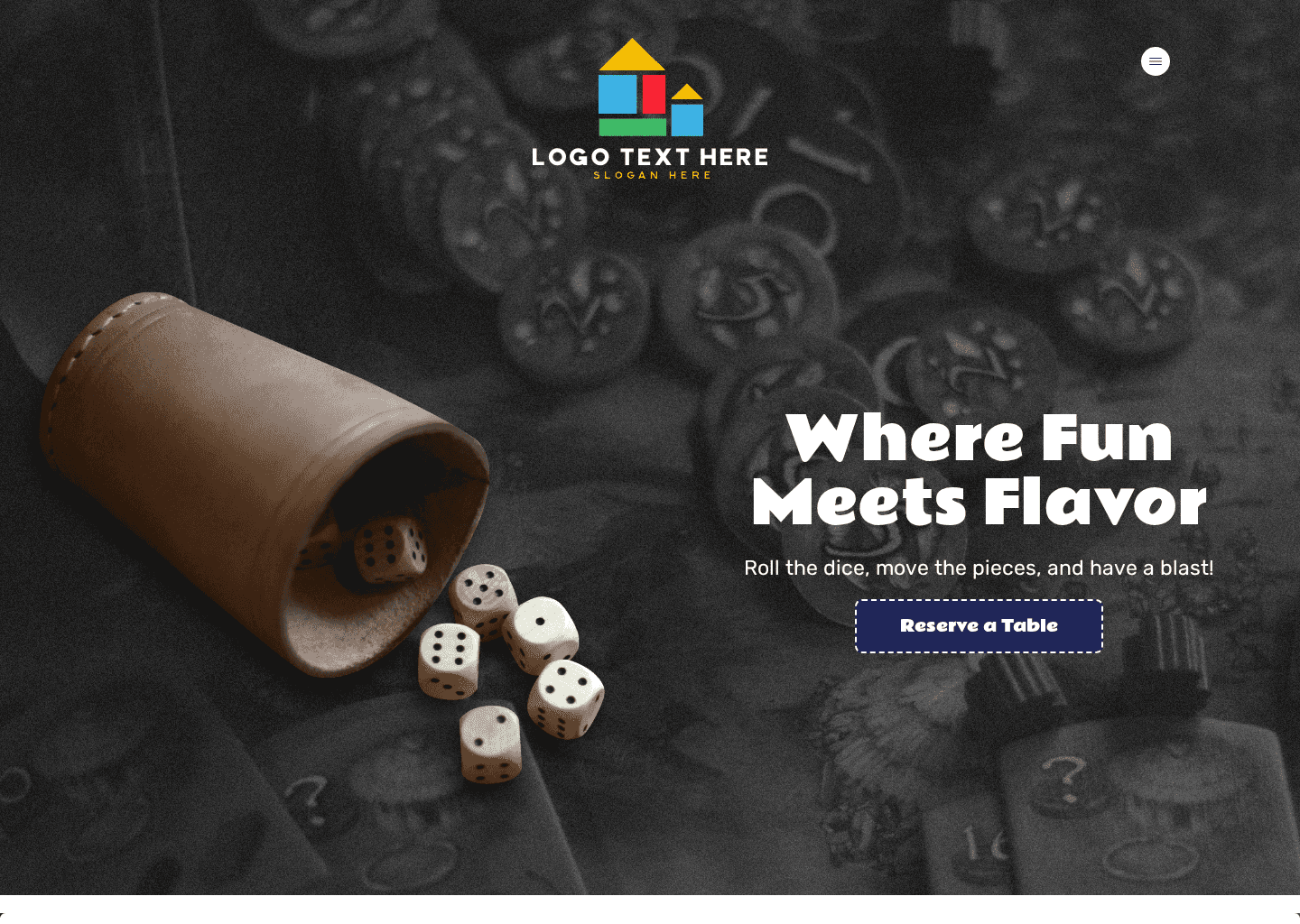 Board Game Cafe Website Preview