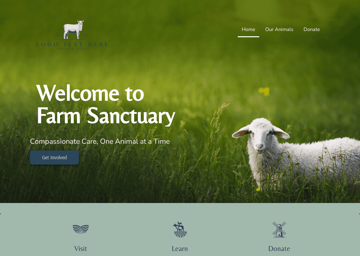 Farm Animal Sanctuary Website Preview