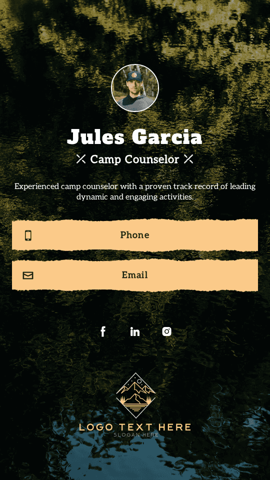 Camp Counselor Digital Business Card Preview