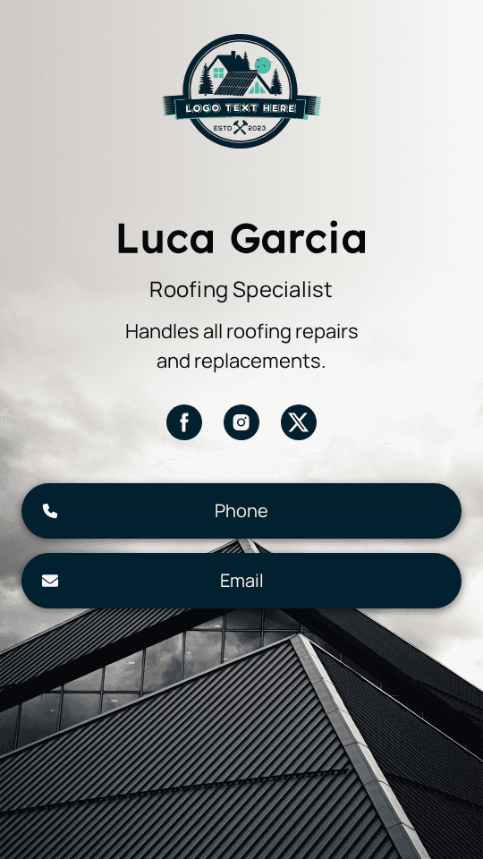 Residential Roofing Specialist Digital Business Card