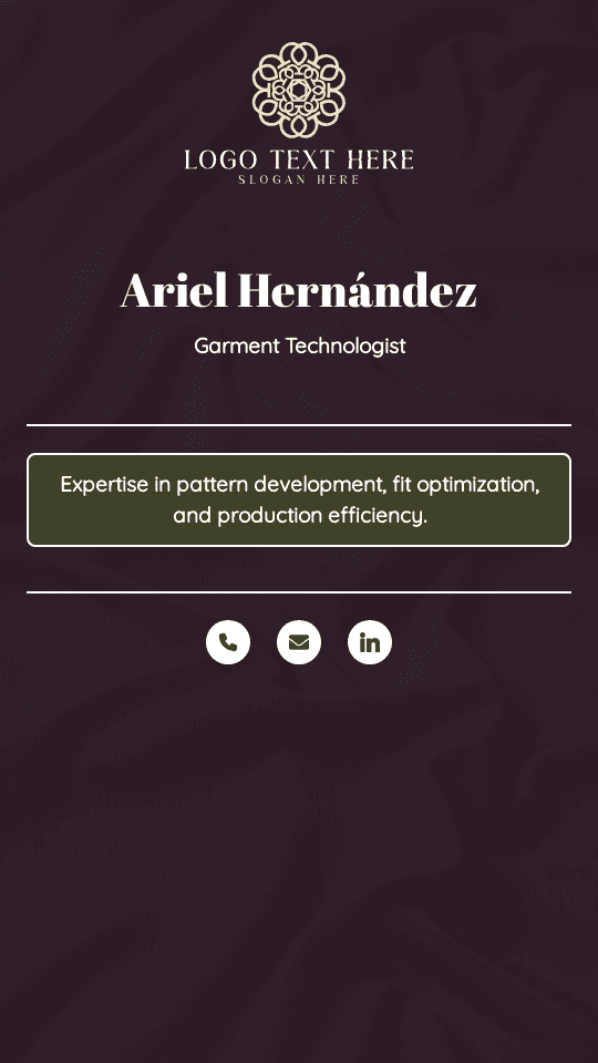 Expert Garment Technologist Digital Business Card