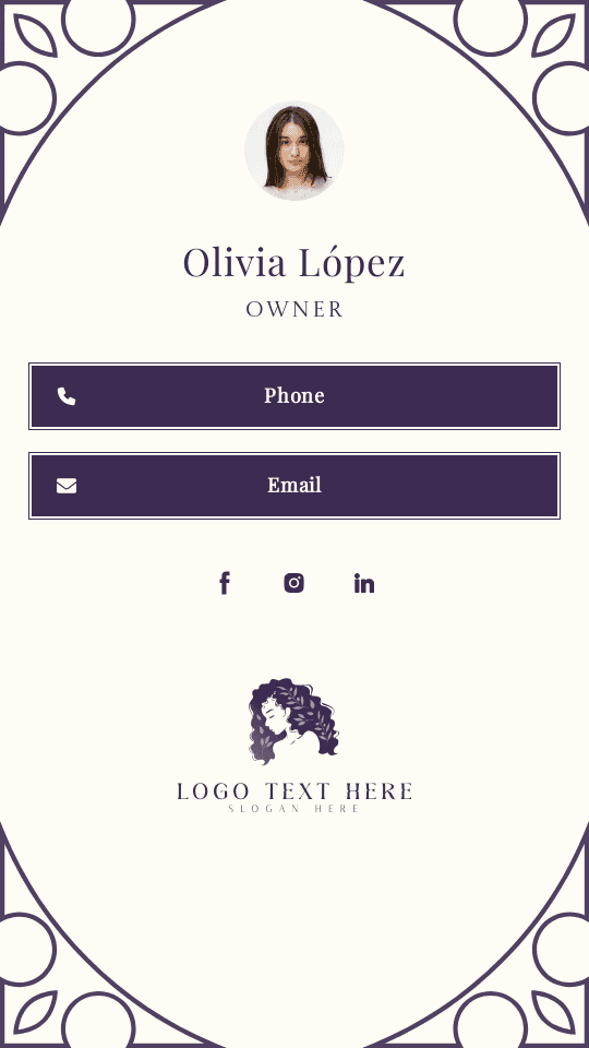 Hair Salon Owner Digital Business Card Preview