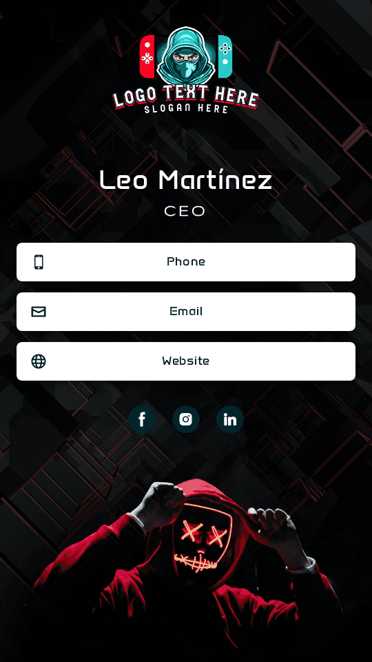 Gaming Merch CEO Digital Business Card