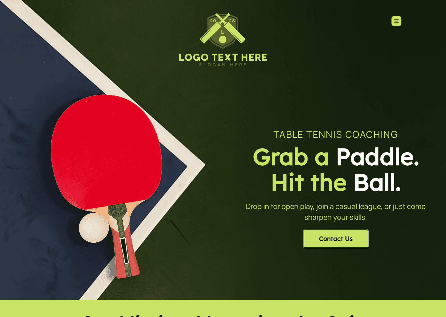 Table Tennis Coaching Website Preview