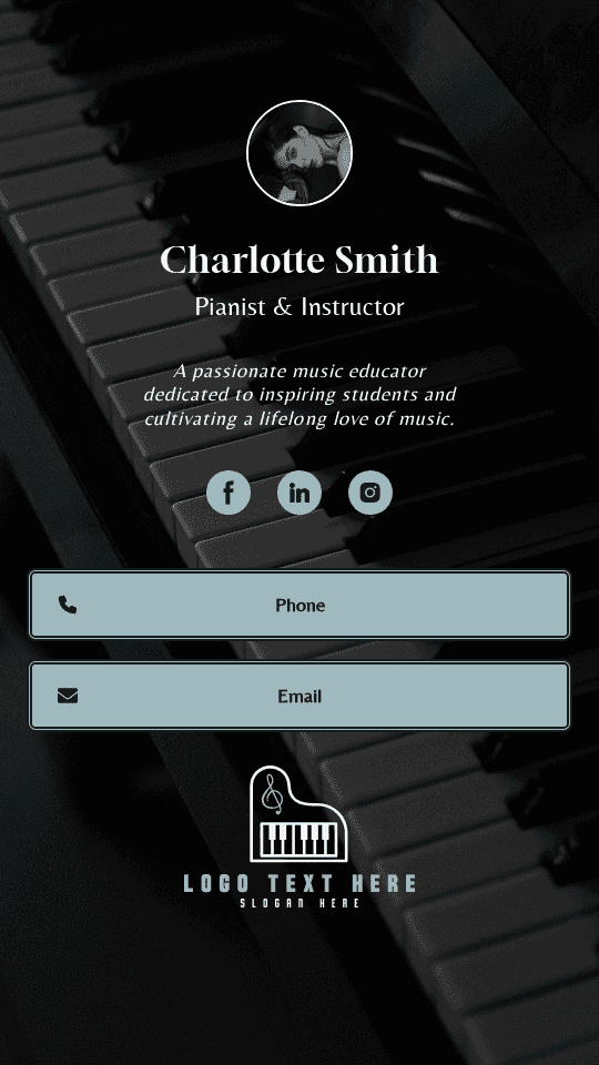 Piano Instructor Digital Business Card Preview