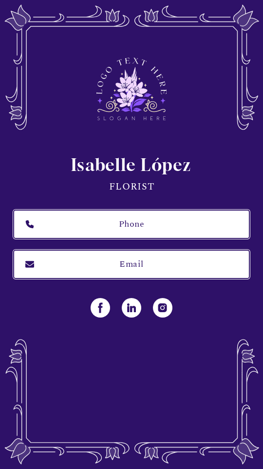 Professional Florist Digital Business Card Preview
