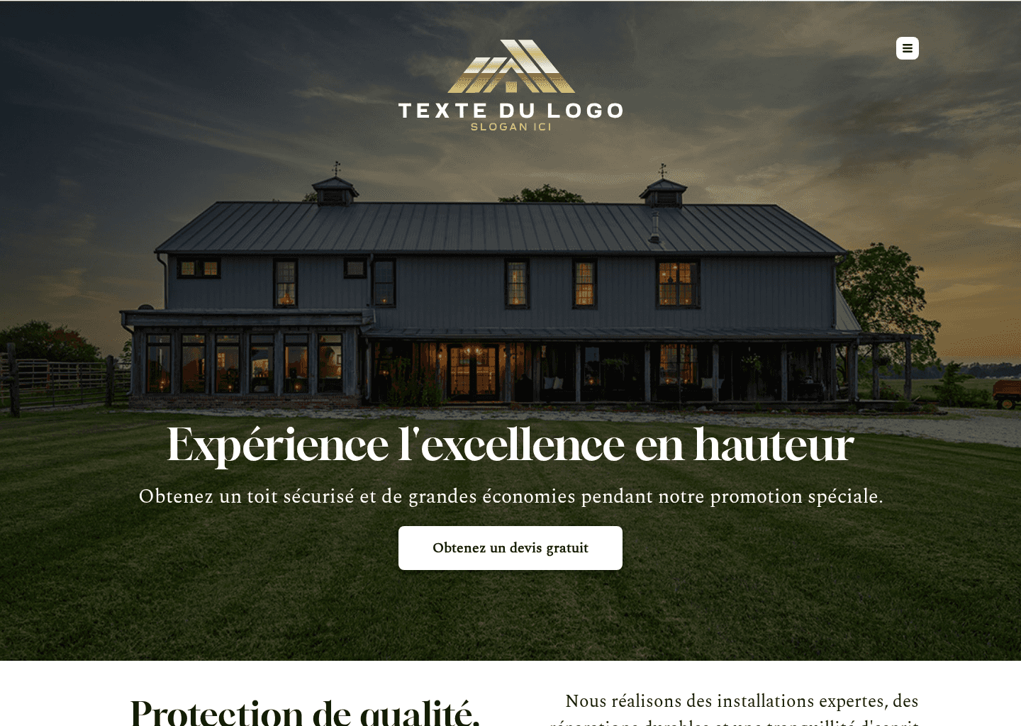 Promotion de solutions de toiture Website Preview