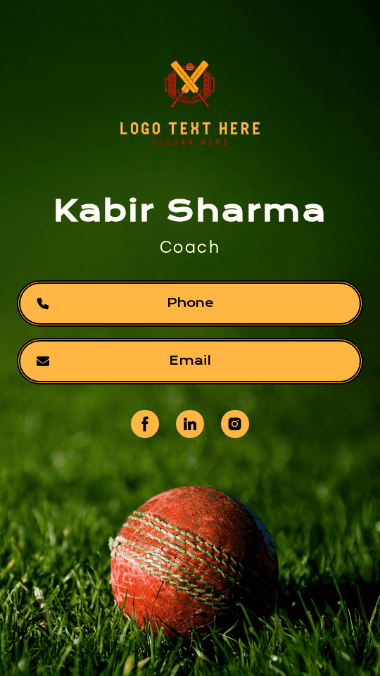 Cricket Sports Coach Digital Business Card Preview