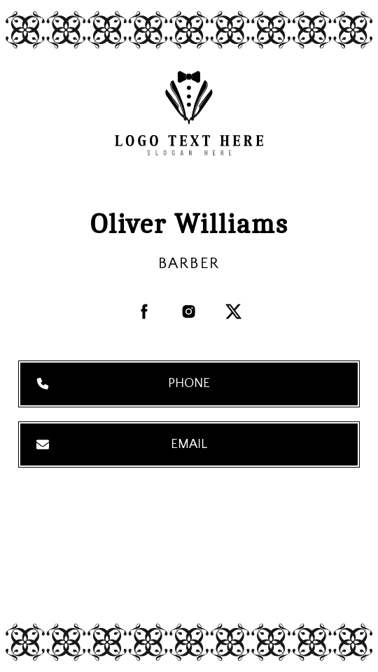 Professional Artisan Barber Digital Business Card Preview