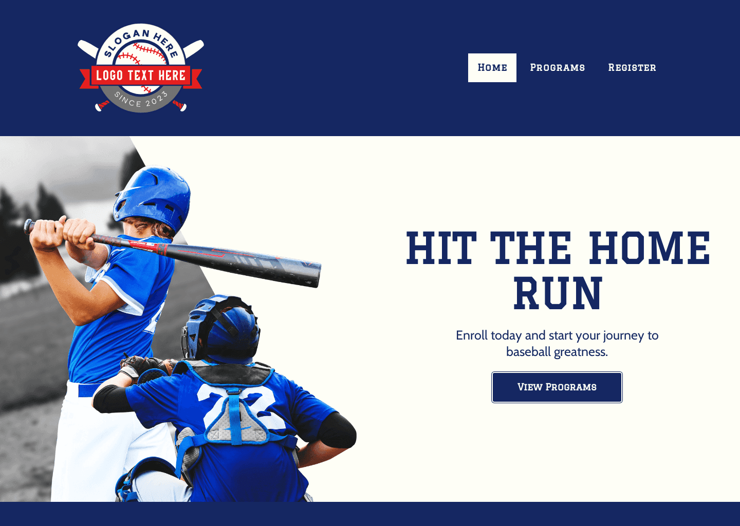 Baseball Training Program Website Preview