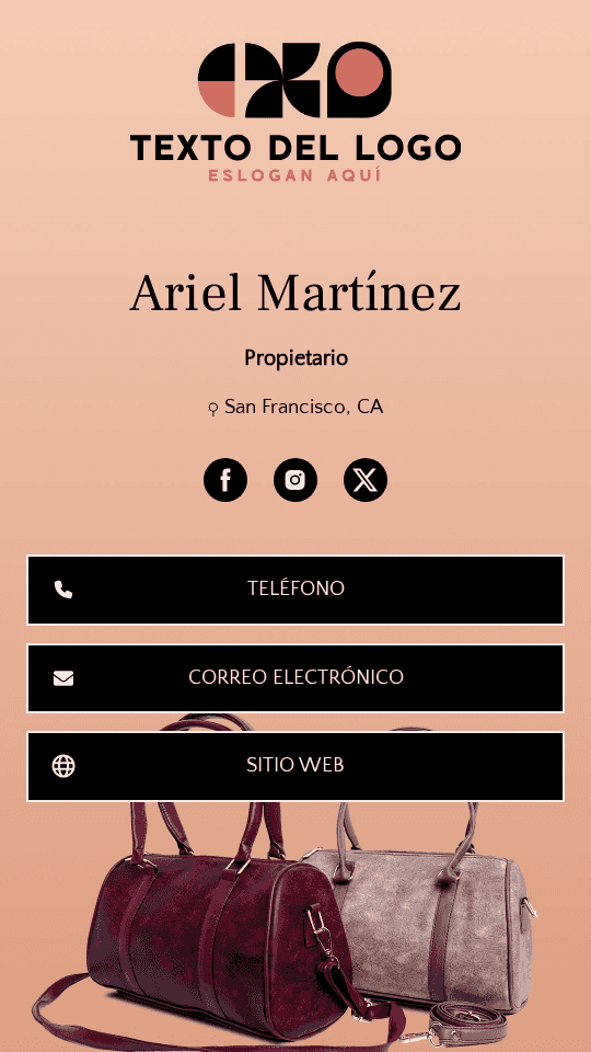 Propietario de tienda de bolsos Digital Business Card