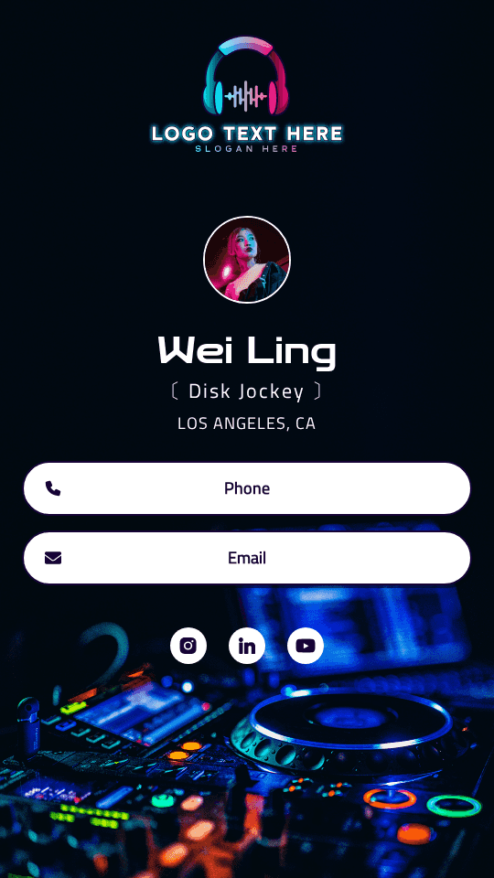 Professional Music DJ Digital Business Card