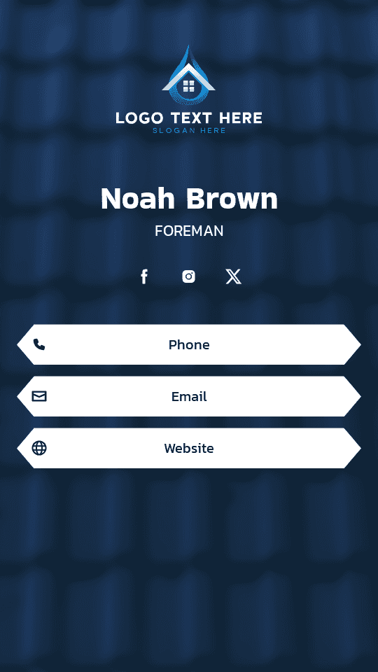 Construction Roofing Foreman Digital Business Card Preview