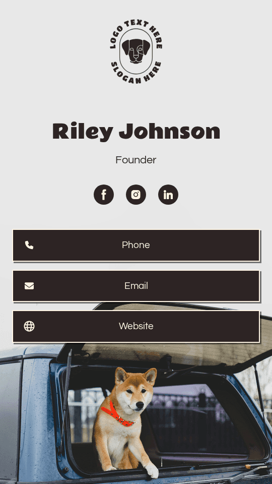 Pet Logistics Founder Digital Business Card Preview