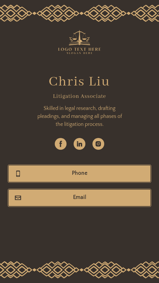 Litigation Associate Digital Business Card