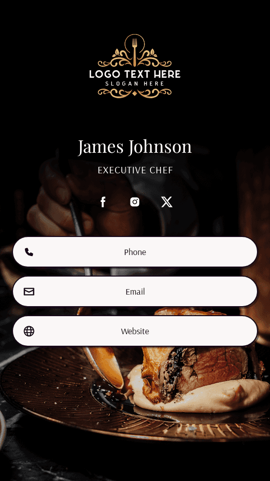 Restaurant Executive Chef Digital Business Card Preview