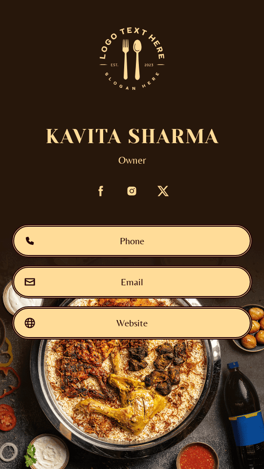 Cuisine Restaurant Founder Digital Business Card