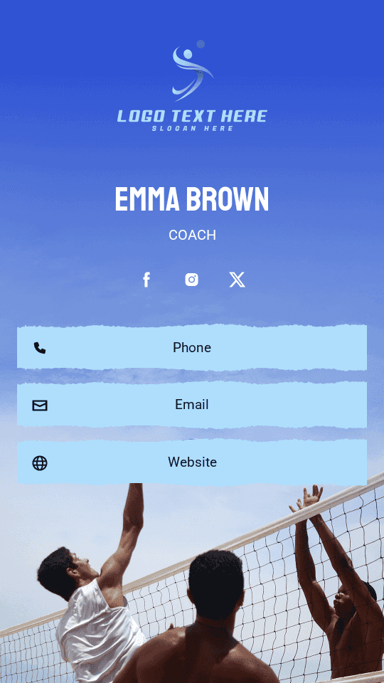 Volleyball Team Coach Digital Business Card Preview