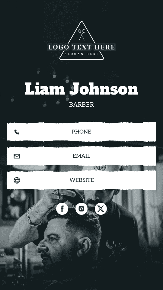 Men Hairstyle Barber Digital Business Card Preview