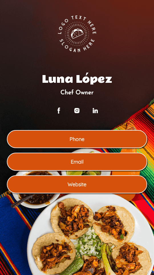 Culinary Executive Chef Digital Business Card Preview