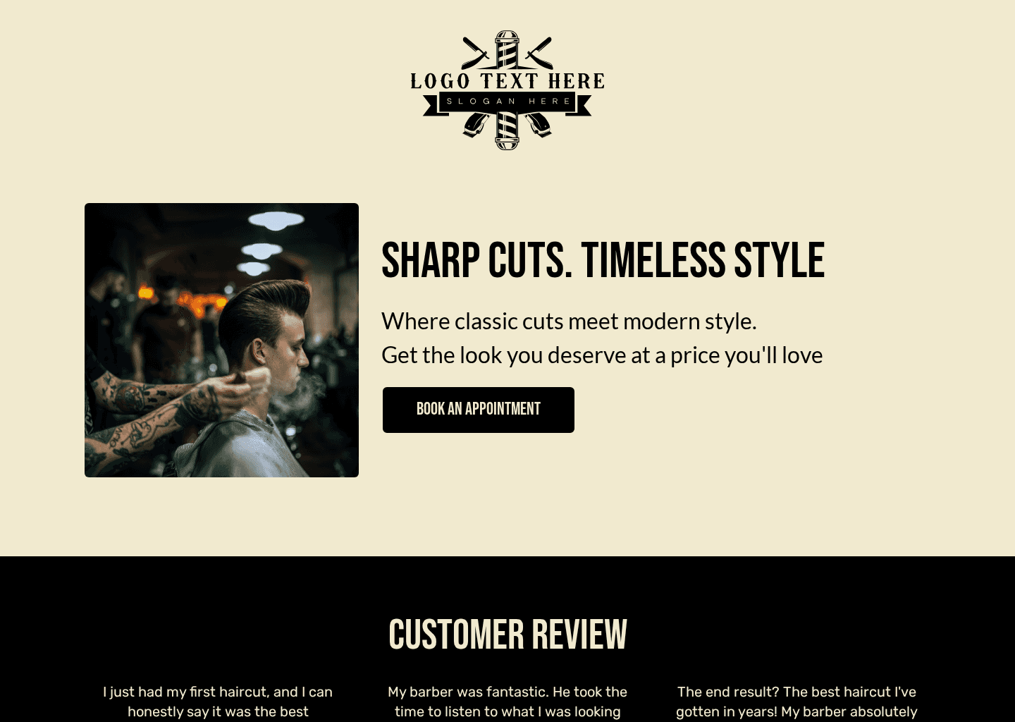 Barbershop Haircut Website Preview