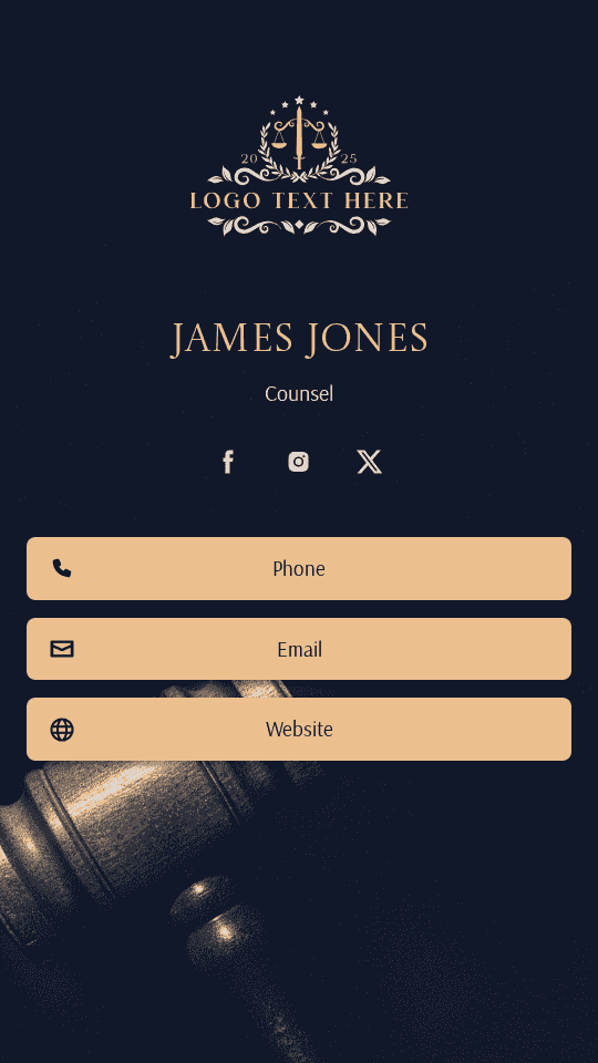 Justice Court Counsel Digital Business Card Preview