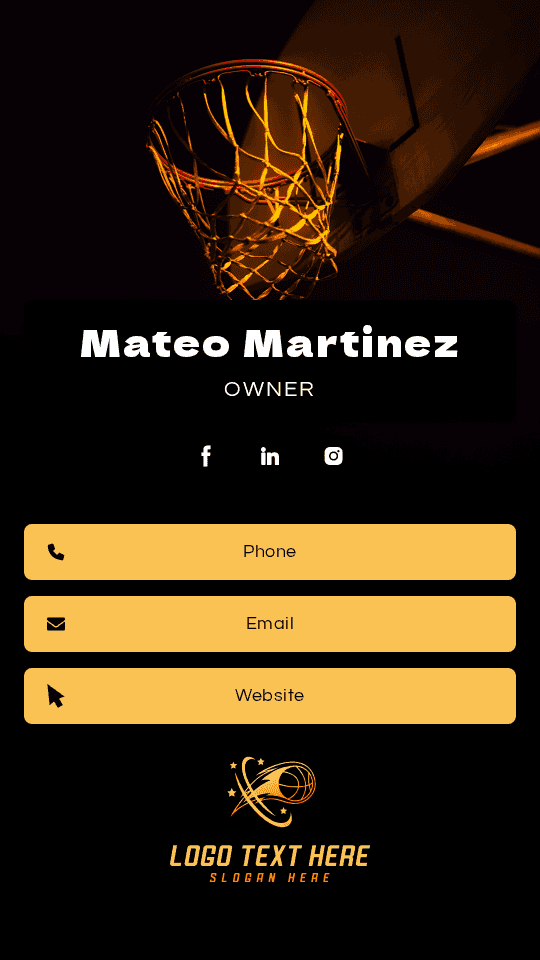 Sports Basketball Owner Digital Business Card Preview