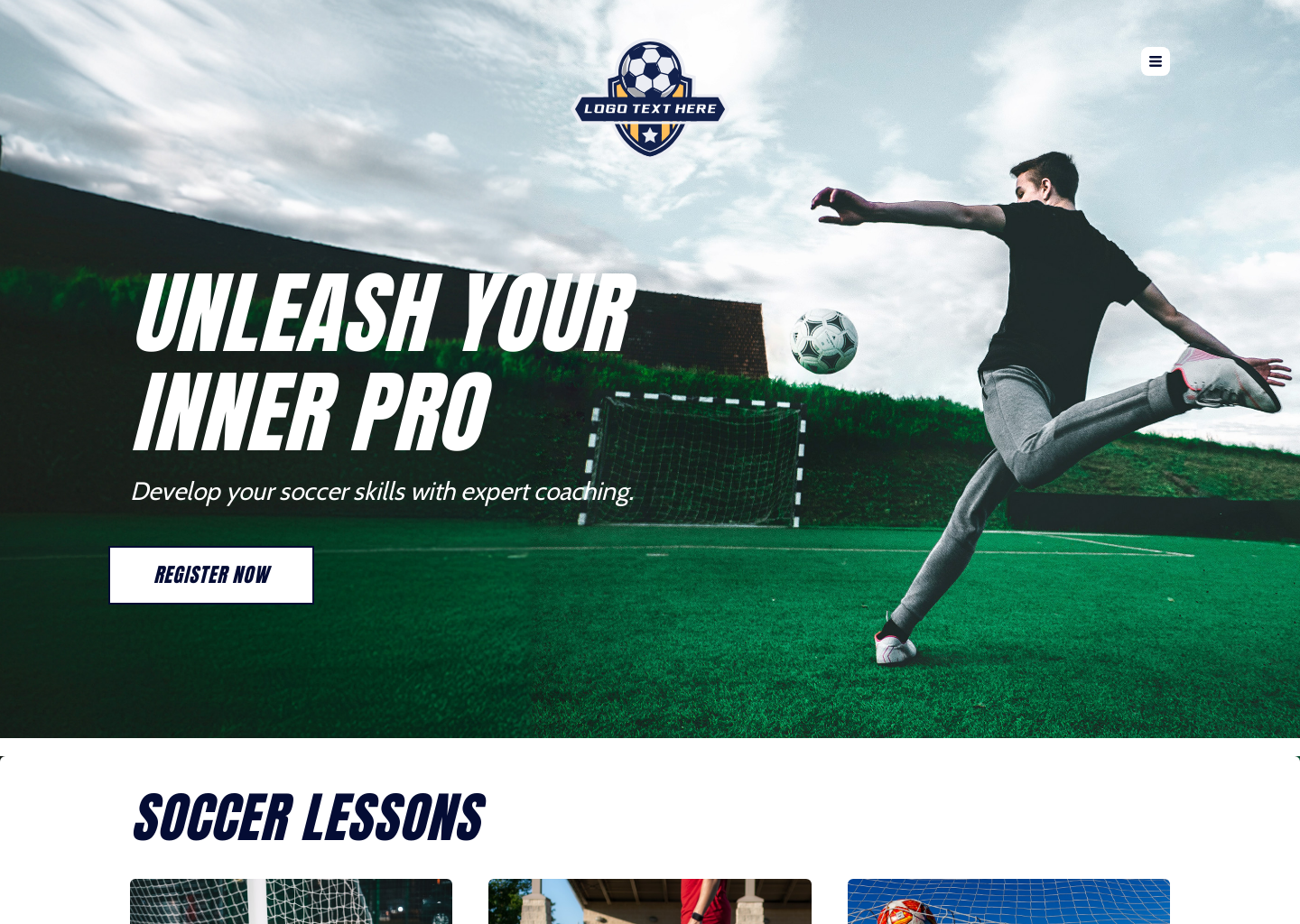 Soccer Skills Class Website Builder Image Preview