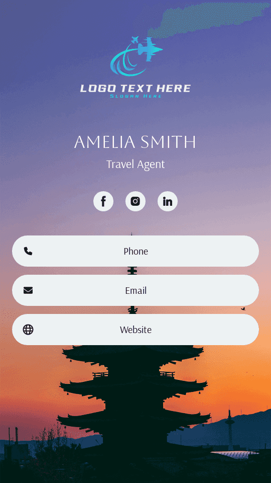 Travel Tour Agent Digital Business Card Preview