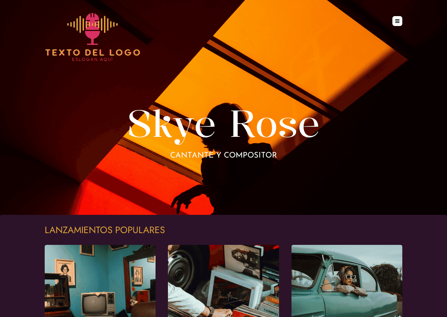 Artista de música pop Website