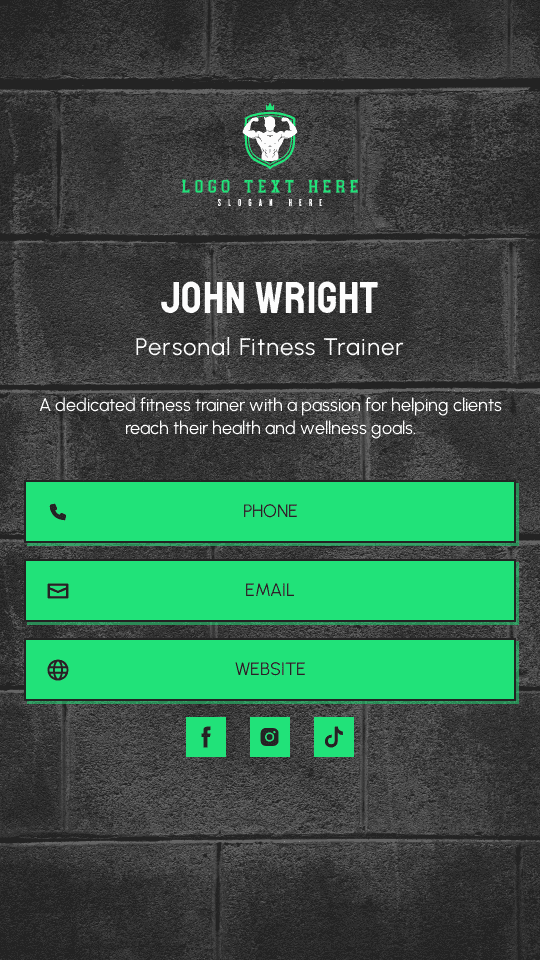 Personal Fitness Trainer Digital Business Card