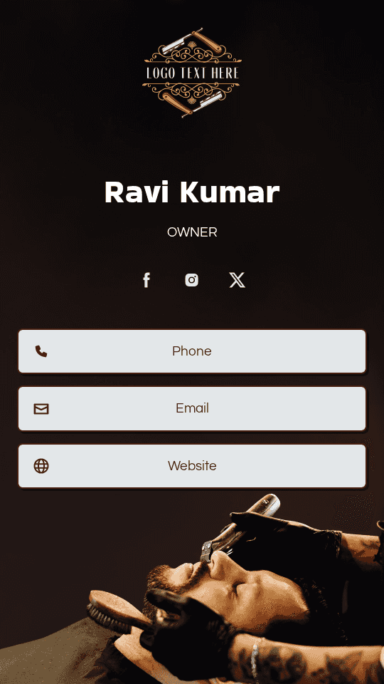Barber Shop Owner Digital Business Card Preview