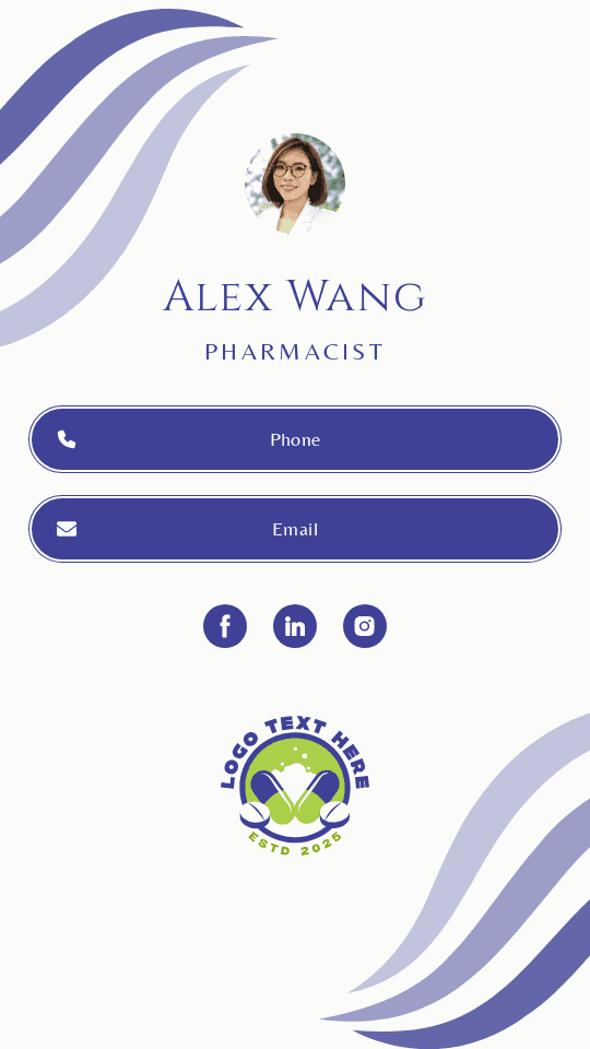 Health Care Pharmacist Digital Business Card Preview