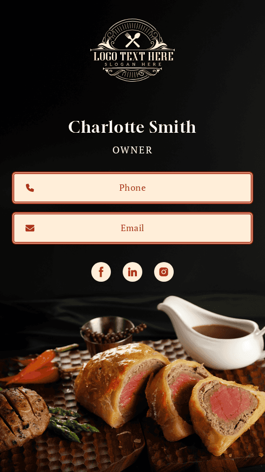 Classic Restaurant Owner Digital Business Card