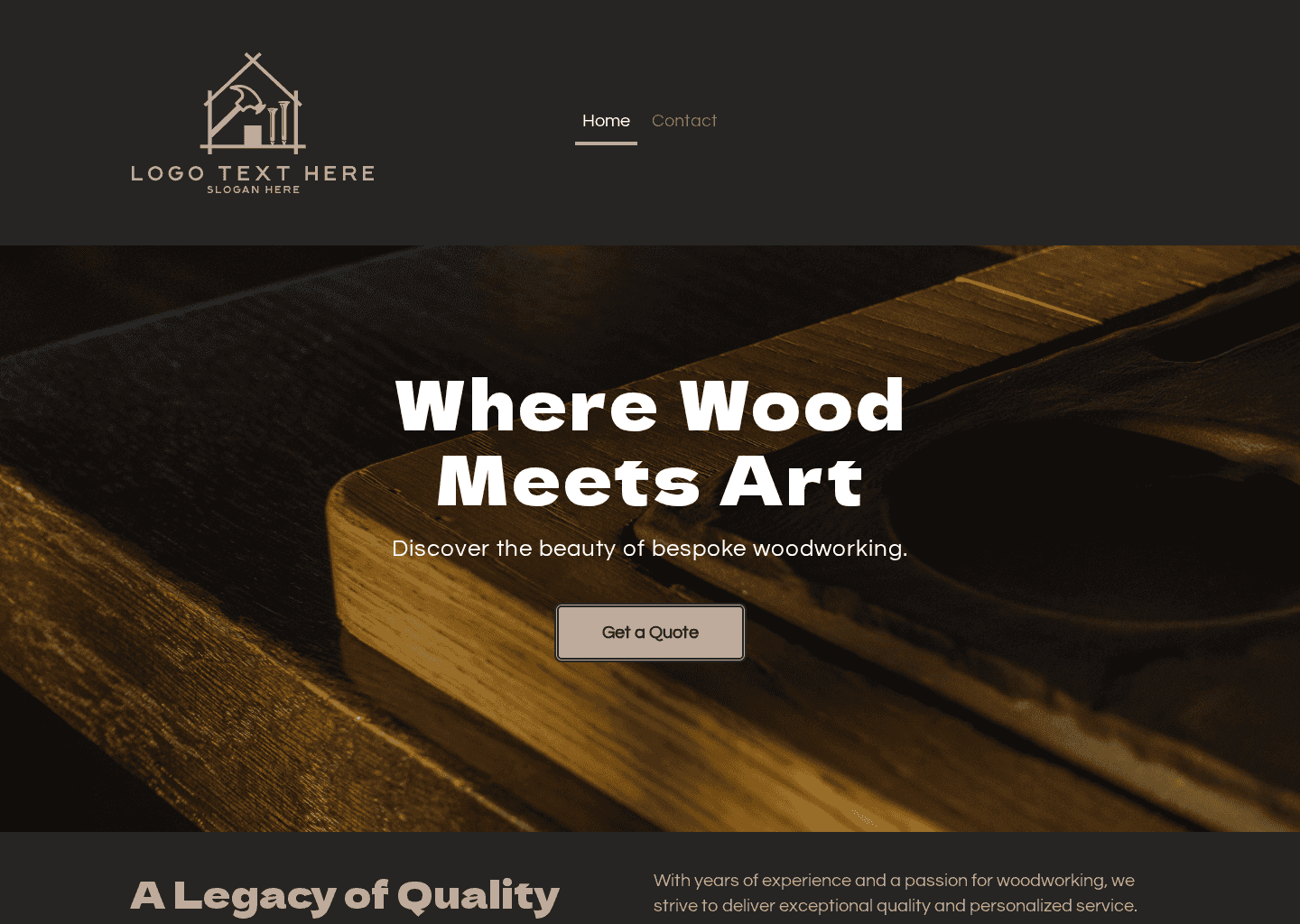 Custom Woodworking Services Website Preview