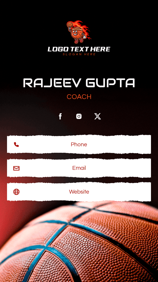 Basketball Sports Coaching Digital Business Card Preview
