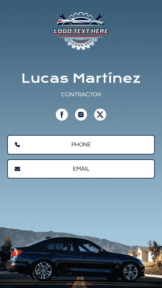 Car Detailing Contractor Digital Business Card Preview