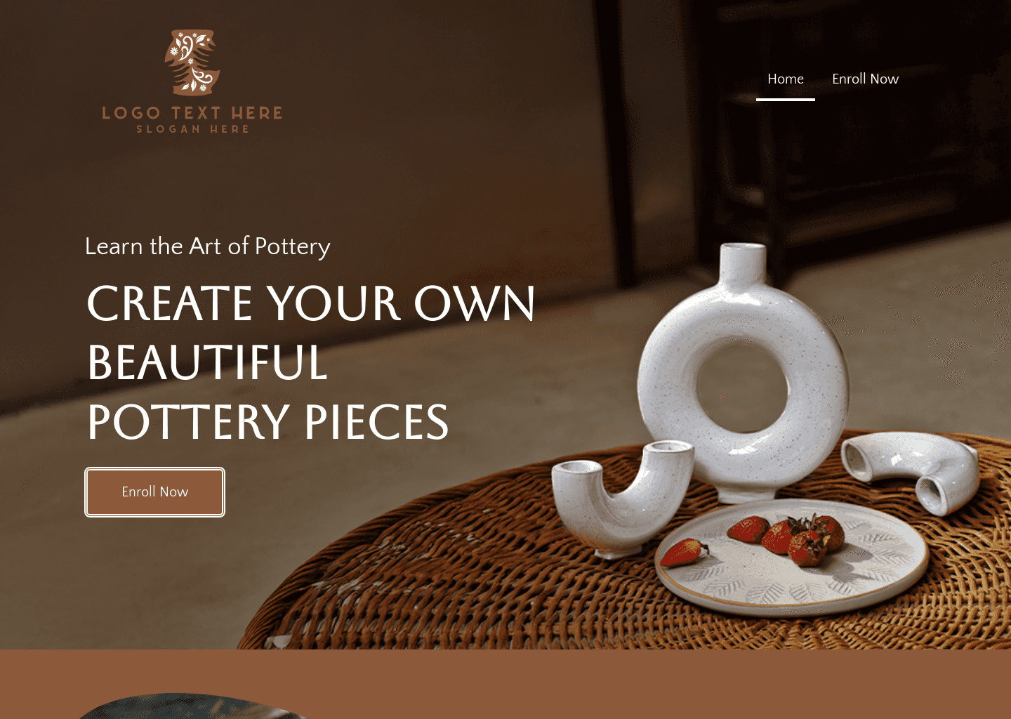 Handcraft Pottery Class Website Preview