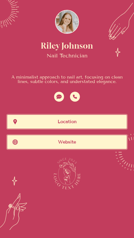 Professional Nail Artist Digital Business Card Preview