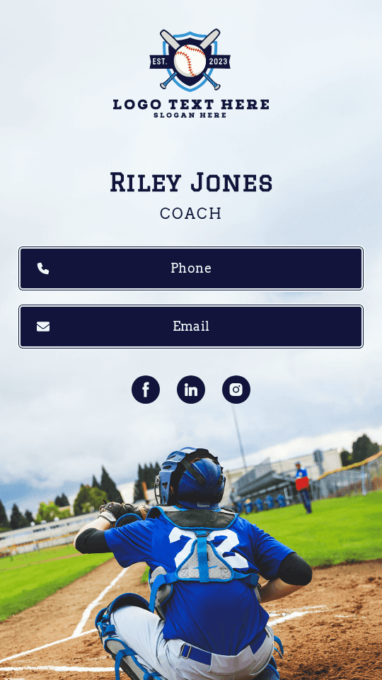 Baseball Athlete Coach Digital Business Card Preview