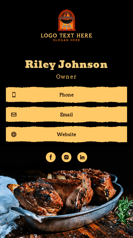 Barbecue Restaurant Owner Digital Business Card