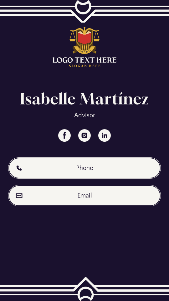 Senior Legal Advisor Digital Business Card Preview
