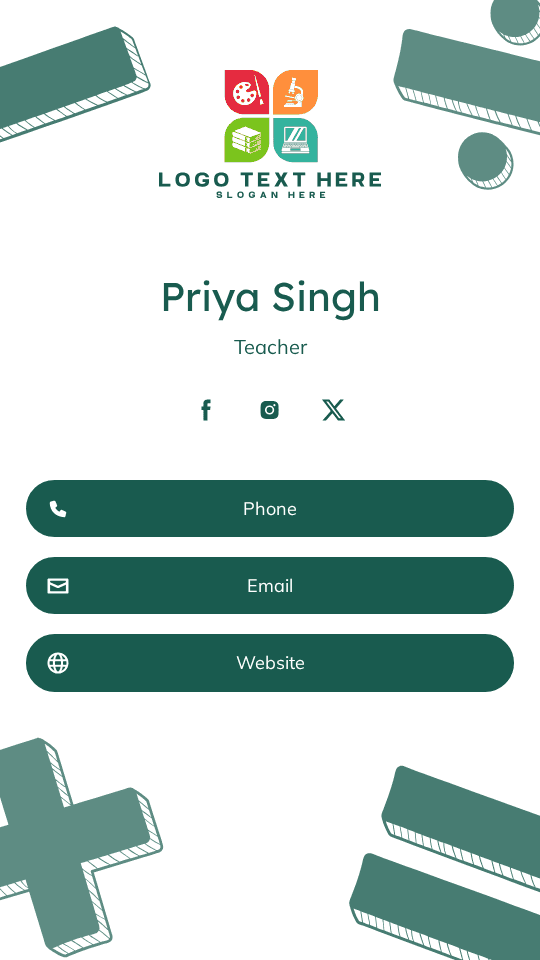 Math Class Teacher Digital Business Card