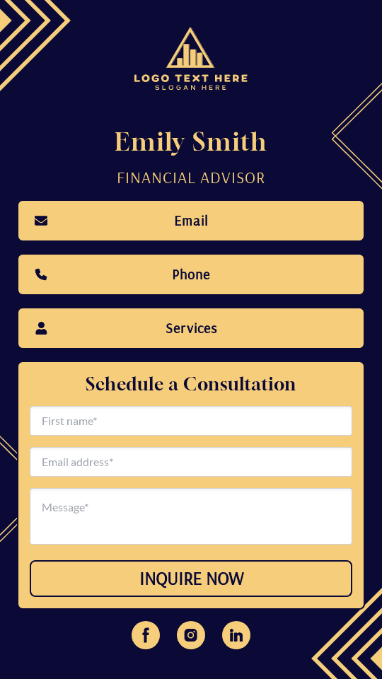 Finance Consultant Professional Digital Business Card