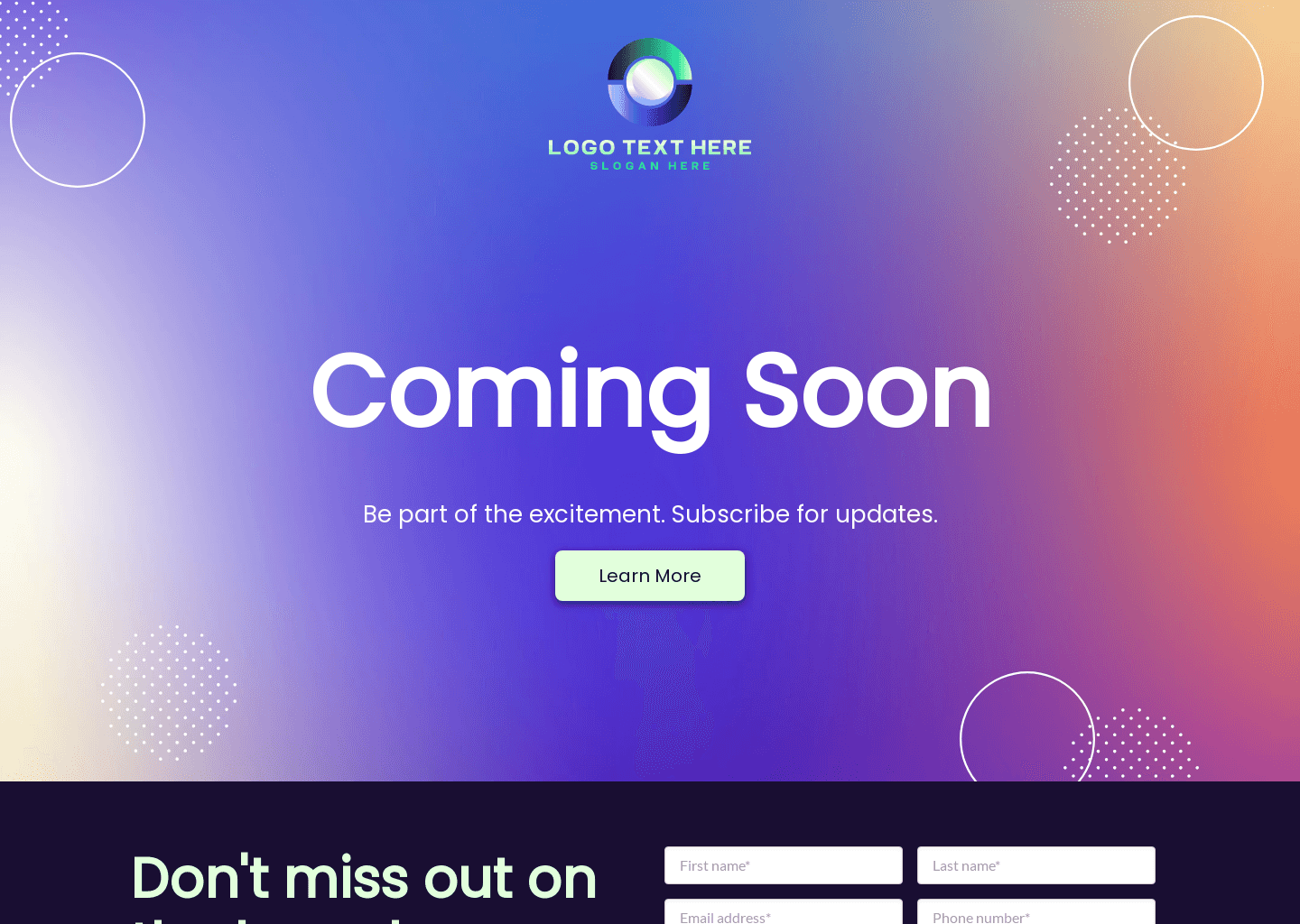 Generic Minimalist Launch Website Preview