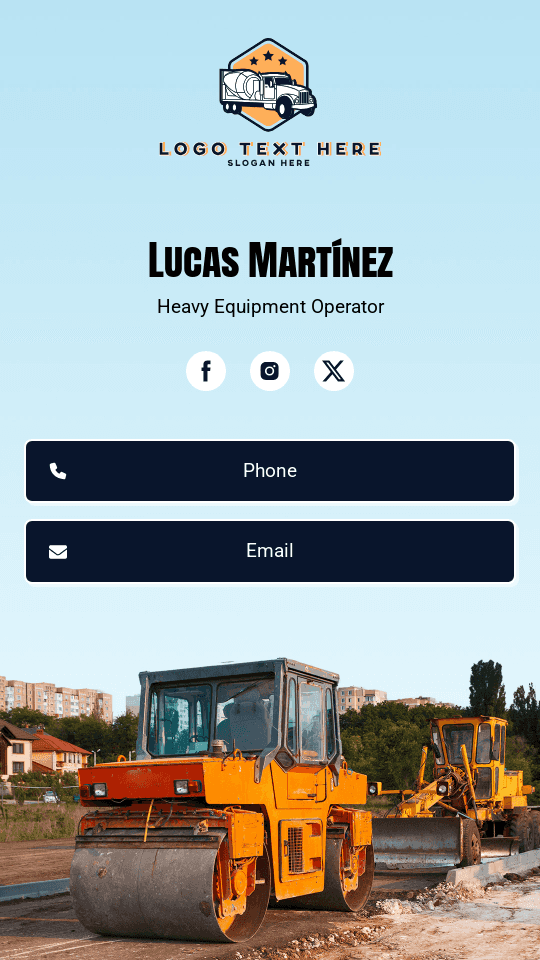 Heavy Equipment Operator Digital Business Card Preview