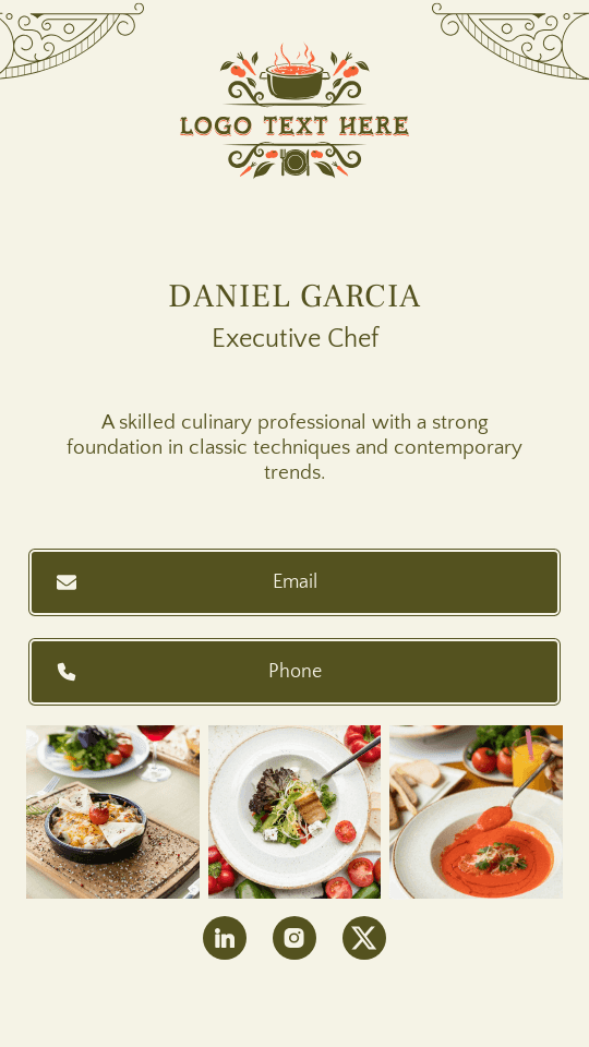 Executive Chef Digital Business Card
