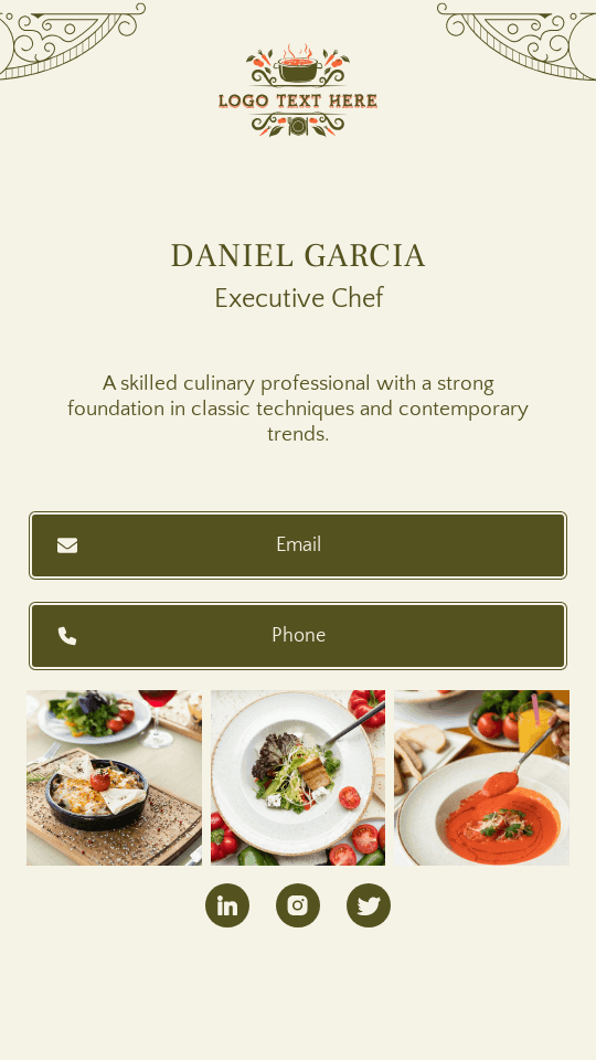 Executive Chef Digital Business Card